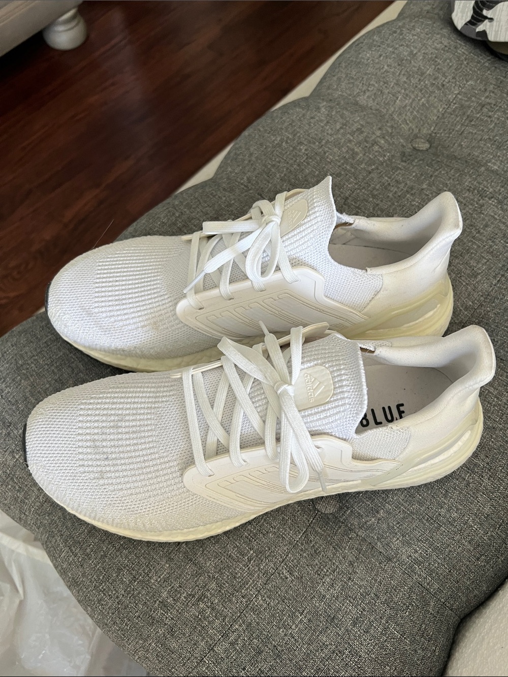 adidas Men's White Knit Lace-Up Sneakers